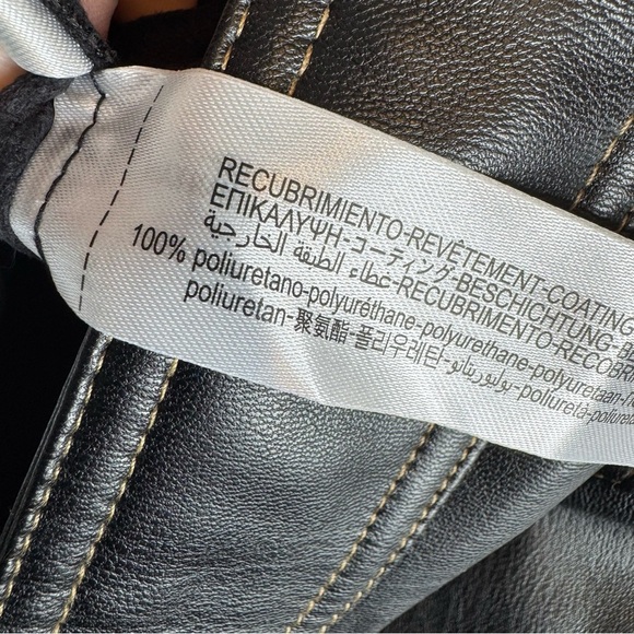 NWT ZARA Pants Faux Leather Vegan Straight Leg Contrast Stitching Black Size M - Picture 10 of 16